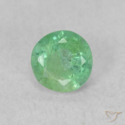 0.17ct Natürlicher Blasses Gelbgrün Smaragd, Runden, SI