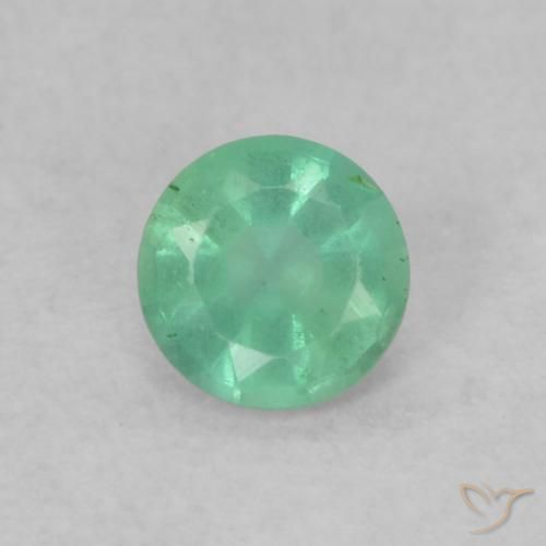 0.14ct Natürlicher Kühles Grün Smaragd, Runden, SI