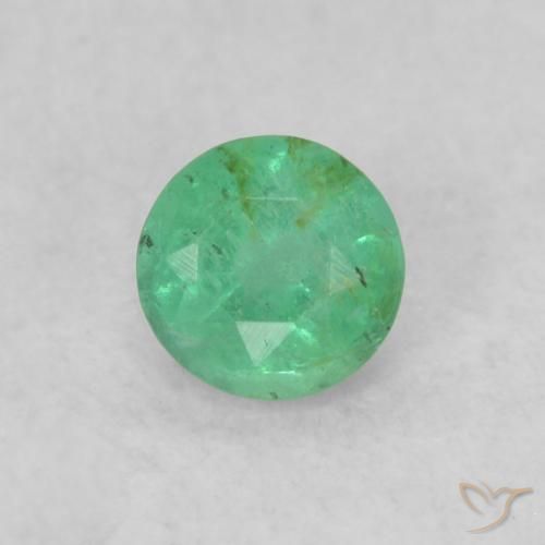 0.17ct Natürlicher gelblich-grün Smaragd, Runden, SI
