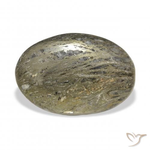 34.01ct Natürlicher Mehrfarbig Feather Pyrite, Oval, Lichtundurchlässig