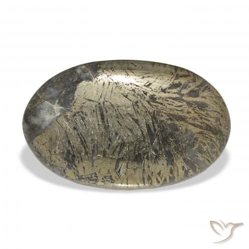 32.74ct Natürlicher Mehrfarbig Feather Pyrite, Oval, Lichtundurchlässig
