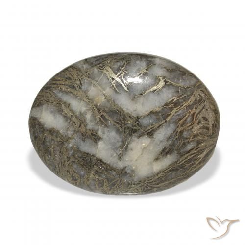 23.93ct Natürlicher Schwarz mit Bronze Feather Pyrite, Oval, Lichtundurchlässig
