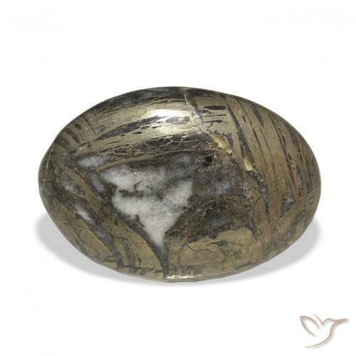 29.35ct Natürlicher Schwarzbraun Feather Pyrite, Oval, Lichtundurchlässig
