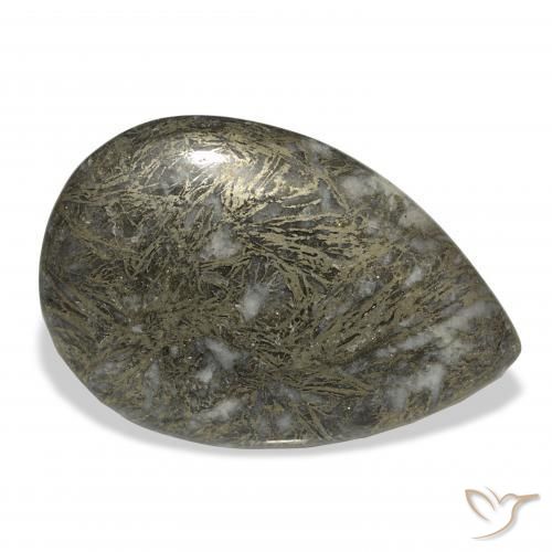 9,17 ctw natürlicher Schwarz Bronze Feather Pyrite, Birnenform, Lichtundurchlässig