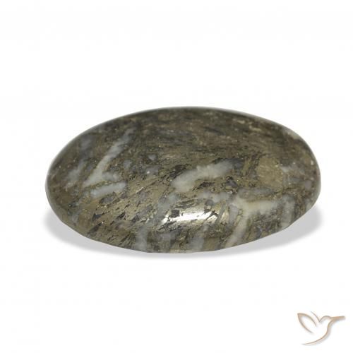 9,17 ctw natürlicher Schwarz mit Bronze Feather Pyrite, Oval, Lichtundurchlässig