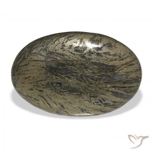 36.00ct Natürlicher Schwarz mit Bronze Feather Pyrite, Oval, Lichtundurchlässig