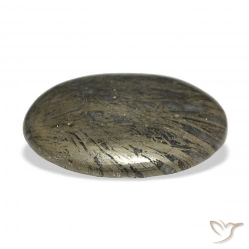 9,17 ctw natürlicher Schwarz mit Bronze Feather Pyrite, Oval, Lichtundurchlässig