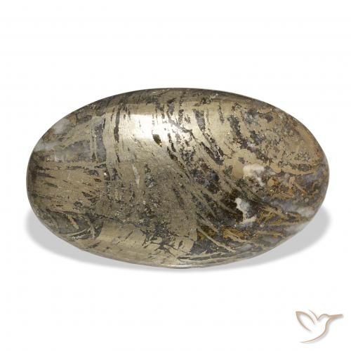 37.38ct Natürlicher Mehrfarbig Feather Pyrite, Oval, Lichtundurchlässig
