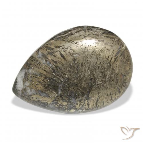 30.92ct Natürlicher Mehrfarbig Feather Pyrite, Birnenform, Lichtundurchlässig