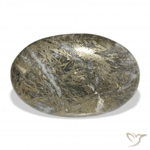 34.99ct Natürlicher Mehrfarbig Feather Pyrite, Oval, Lichtundurchlässig