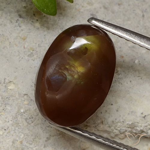 3.93ct Natürlicher Mehrfarbig Feuerachat, Oval, Lichtundurchlässig