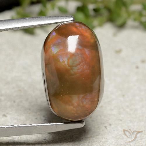 6.66ct Natürlicher Mehrfarbig Feuerachat, Oval, Lichtundurchlässig