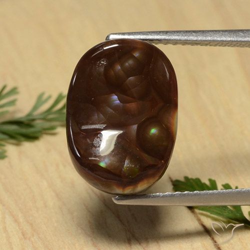 4.65ct Natürlicher Mehrfarbig Feuerachat, Oval, Lichtundurchlässig