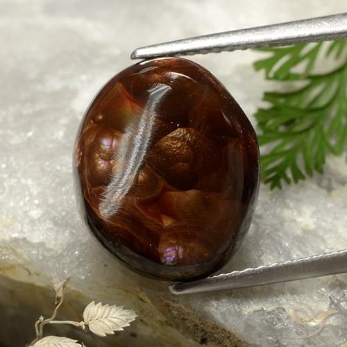 6.65ct Natürlicher Mehrfarbig Feuerachat, Oval, Lichtundurchlässig