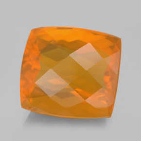 13,56 ctw natürlicher orangefarbener Feueropal, Kissenschliff, Transparent