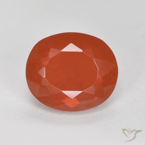 1.50ct Natürlicher orange-rot Feueropal, Oval, Transparent