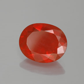 9,17 ctw natürlicher rötlich-orange Feueropal, Oval Schliff, Transparent