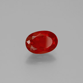 0,89 ctw natürlicher orangefarbener Feueropal, Oval Schliff, Transparent