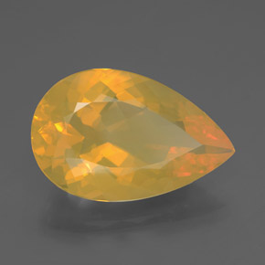 10,72 ctw natürlicher gelber Feueropal, Birnenform, Transparent
