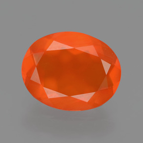 2,04 ctw natürlicher orangefarbener Feueropal, Oval Schliff, Transparent