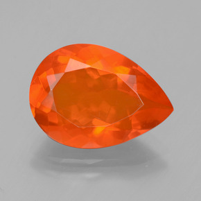 3,23 ctw natürlicher orangefarbener Feueropal, Birnenform, Transparent