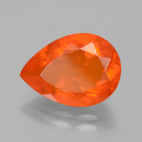 3,23 ctw natürlicher orangefarbener Feueropal, Birnenform, Transparent