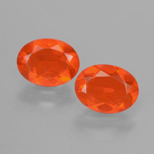 1.39 ct natürliche tiefrötlich-orange Feueropal-Edelsteine, Oval Schliff, Transparent