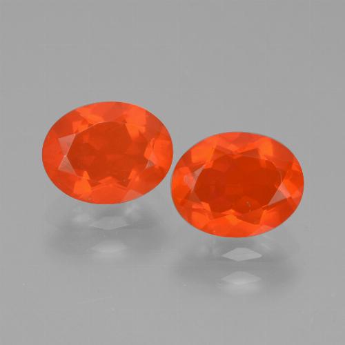 1.41 ct natürliche tiefrötlich-orange Feueropal-Edelsteine, Oval Schliff, Transparent