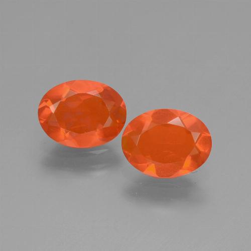 1.31 ct natürliche tiefrötlich-orange Feueropal-Edelsteine, Oval Schliff, Transparent