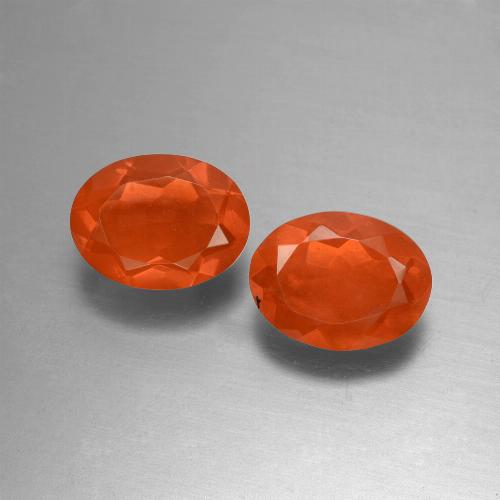1.45 ct natürliche tiefrötlich-orange Feueropal-Edelsteine, Oval Schliff, Transparent