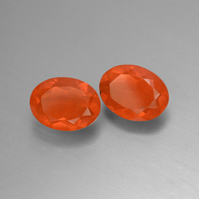 1.45 ct natürliche tiefrötlich-orange Feueropal-Edelsteine, Oval Schliff, Transparent