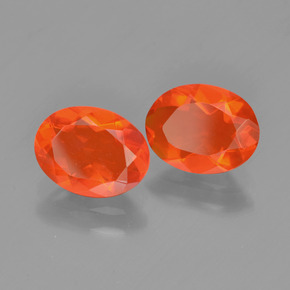 1,38 ct natürliche orangefarbener Feueropal-Edelsteine, Oval Schliff, Transparent