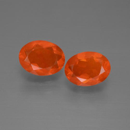 1,51 ct natürliche orangefarbener Feueropal-Edelsteine, Oval Schliff, Transparent