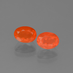1.17 ct natürliche tiefrötlich-orange Feueropal-Edelsteine, Oval Schliff, Transparent
