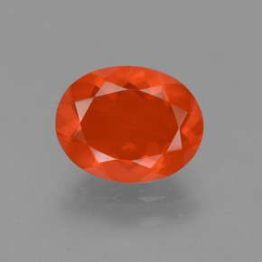 1,43 ctw natürlicher orangefarbener Feueropal, Oval Schliff, Transparent