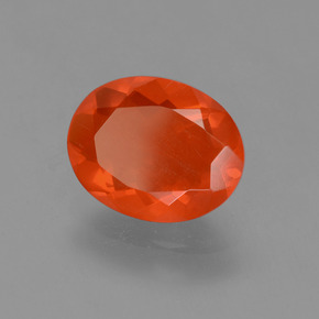 1,43 ctw natürlicher orangefarbener Feueropal, Oval Schliff, Transparent