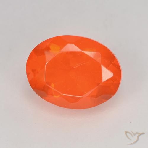 0.83ct Natürlicher Feuerorange Feueropal, Oval, Transparent