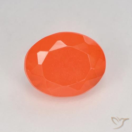 0,80 ctw natürlicher orangefarbener Feueropal, Oval Schliff, Transparent