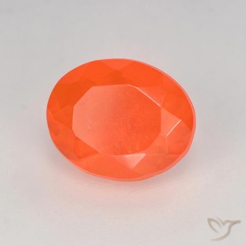 0,80 ctw natürlicher orangefarbener Feueropal, Oval Schliff, Transparent