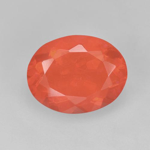 9,17 ctw natürlicher tiefrötlich-orange Feueropal, Oval Schliff, Transparent