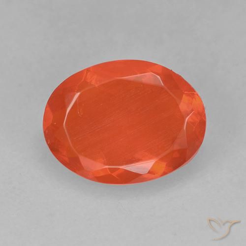 0.64ct Natürlicher Warmes Orange Feueropal, Oval, Transparent