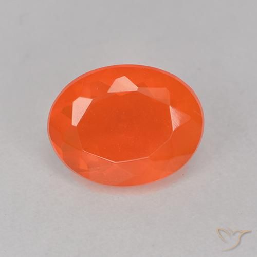 9,17 ctw natürlicher tiefrötlich-orange Feueropal, Oval Schliff, Transparent