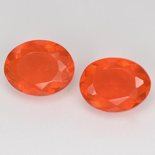 1.56 ct natürliche tiefrötlich-orange Feueropal-Edelsteine, Oval Schliff, Transparent