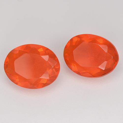 1.56 ct natürliche tiefrötlich-orange Feueropal-Edelsteine, Oval Schliff, Transparent