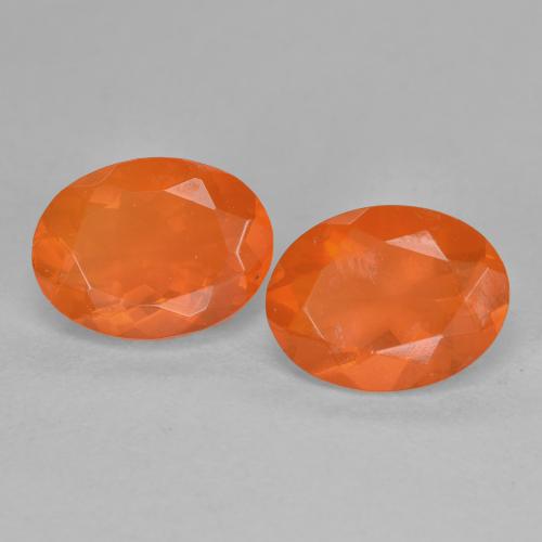 1,52 ct natürliche orangefarbener Feueropal-Edelsteine, Oval Schliff, Transparent