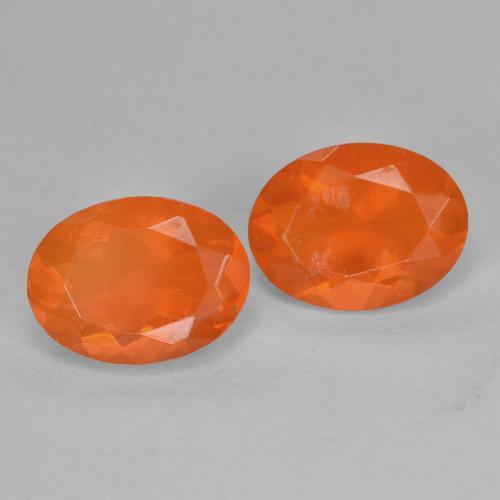1,52 ct natürliche orangefarbener Feueropal-Edelsteine, Oval Schliff, Transparent