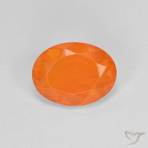 0.72ct Natürlicher Mittelorange Feueropal, Oval, Transparent