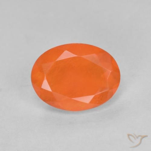 0.68ct Natürlicher Mittelorange Feueropal, Oval, Lichtdurchlässig