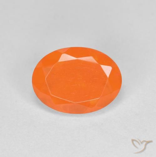 0.76ct Natürlicher Feuerorange Feueropal, Oval, Lichtdurchlässig