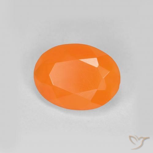 0.70ct Natürlicher rötlich-orange Feueropal, Oval, Lichtdurchlässig